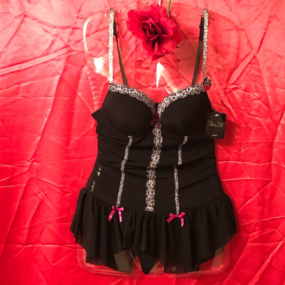 NWT Rene Rofe SEXY 2PC Lingerie Set Black Sz S